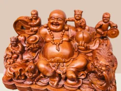 Alternative view of Tượng Di Lặc Ngồi Ngũ Phúc Gỗ Hương Dài 60cm