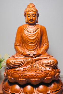 tượng phật thích ca gỗ hương - chính diện