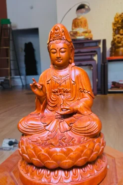 tượng quan âm gỗ hương - góc phải