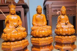 tượng ta bà tam thánh gỗ - góc nghiên trái