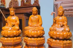 tượng ta bà tam thánh gỗ - góc nghiêng phải