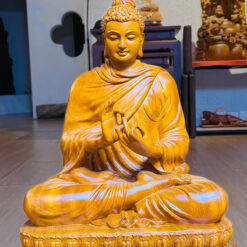 Tượng Bổn Sư Thích Ca chuyển pháp luân gỗ gõ vàng - thumbnail